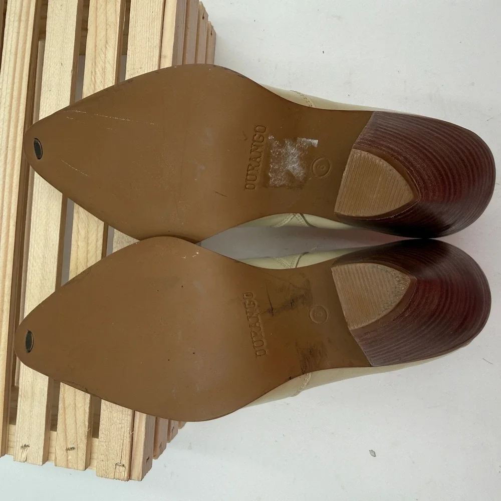 Durango Womens Beige‎ RD2201 Western Ankle Boots Leather Cone Heel Size 6M